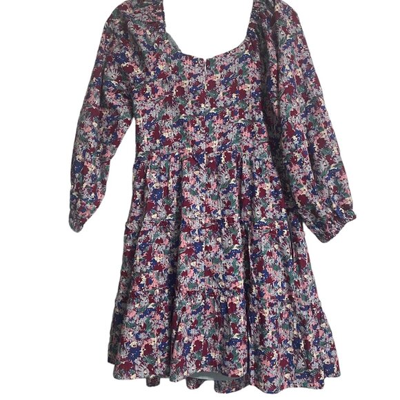 NWT Madewell Floral Puff Sleeves Tiered Cotton Dress with Pockets Size 8 - Picture 3 of 9